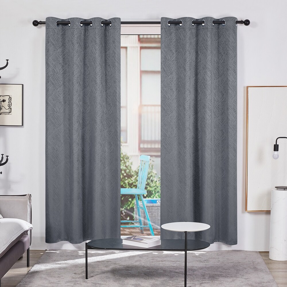 Deconovo Full Blackout Textured Linen Curtains(2 Panel)