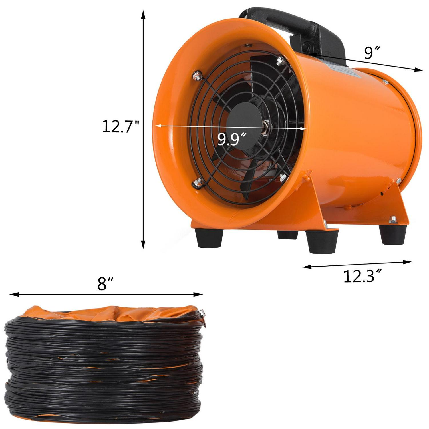 VEVOR Utility Blower Fan 8 inch Portable Ventilator High Velocity Utility Blower Mighty Mini Low Noise with 5M Duct Hose (8 inch Fan with 5M Hose)