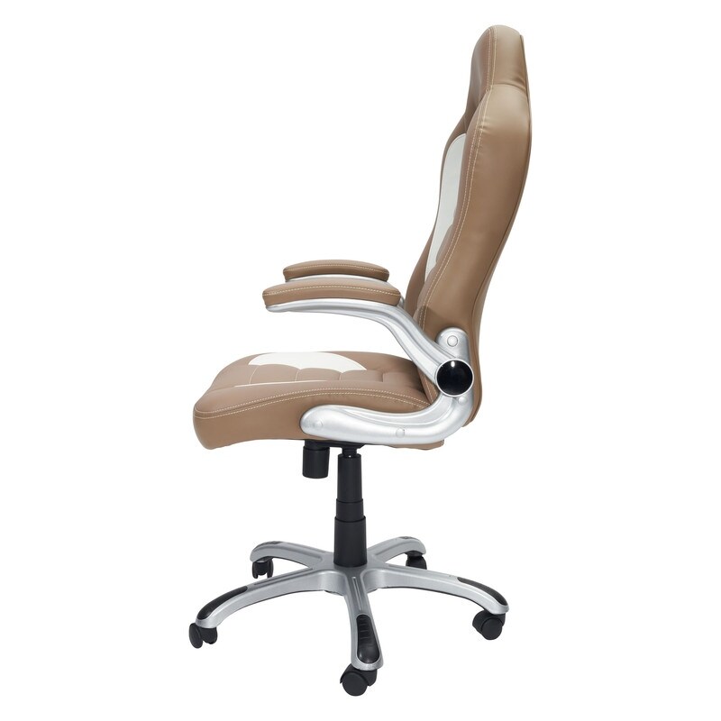 Camel High Back Sport Race Executive Office Chair with Flip Up Arms