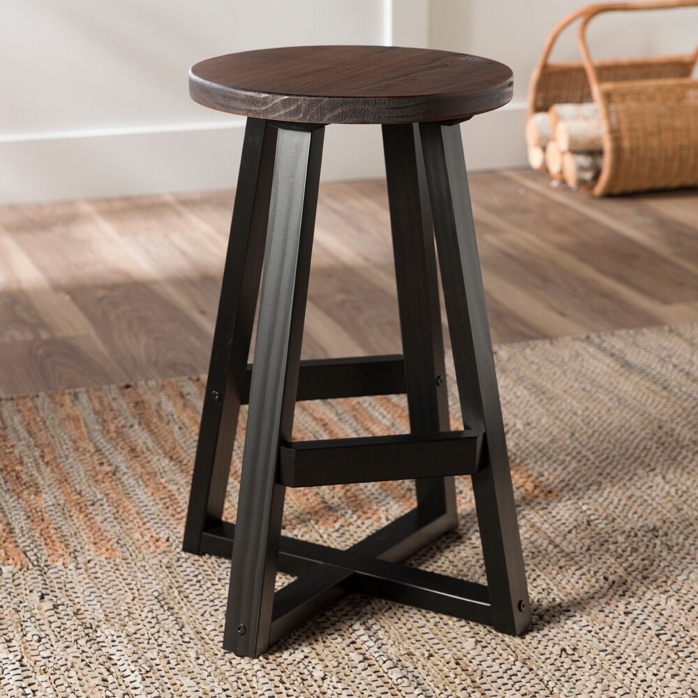 Middlebrook Round 24 inch Distressed Solid Wood Counter Stool