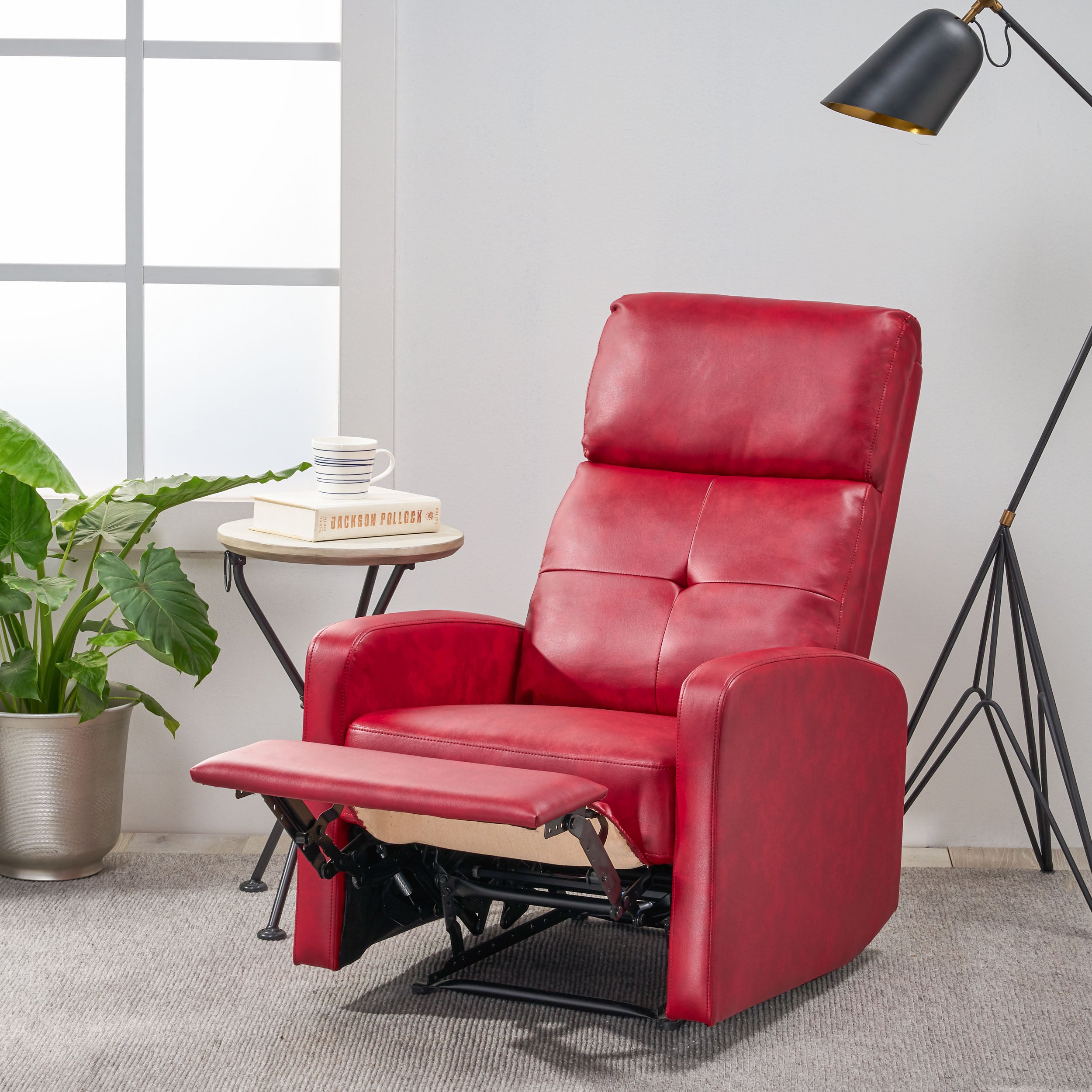 Teyana Contemporary Pillow Top Leather Recliner