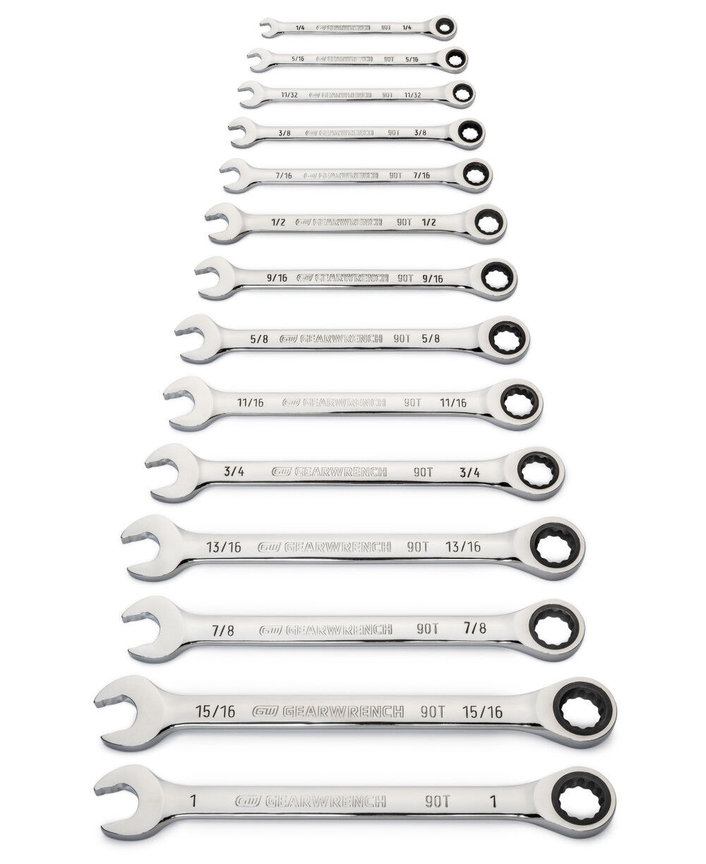 GEARWRENCH 14 Pc 90T 12 Point SAE Combination Ratcheting Wrench Set 86959 from GEARWRENCH