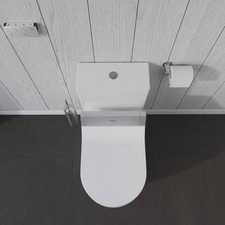 Duravit 1-Piece 0.92 GPF Dual Flush Elongated Toilet in White with HygieneGlaze Seat Not Included 2173512001