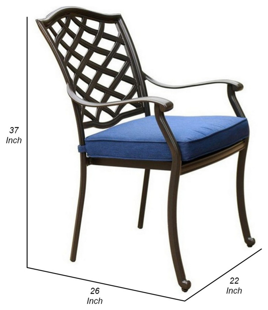 Benzara BM284164 Outdoor Dining Chair  Olefin Fabric  Lattice Back  Espresso   Traditional   Outdoor Dining Chairs   by Uber Bazaar  Houzz