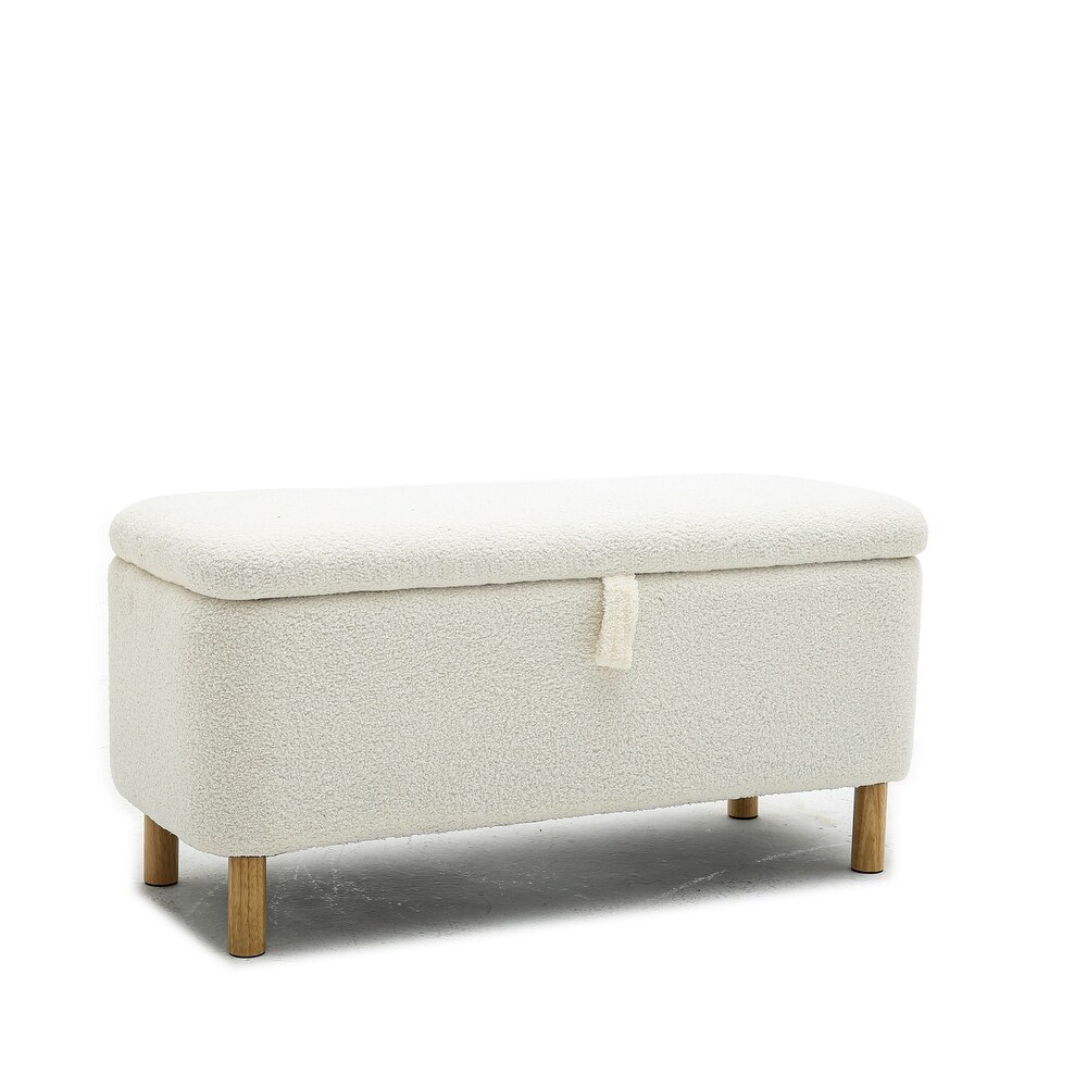 Boucle Upholstered Foot Stool Storage Bench / Entryway Benchs