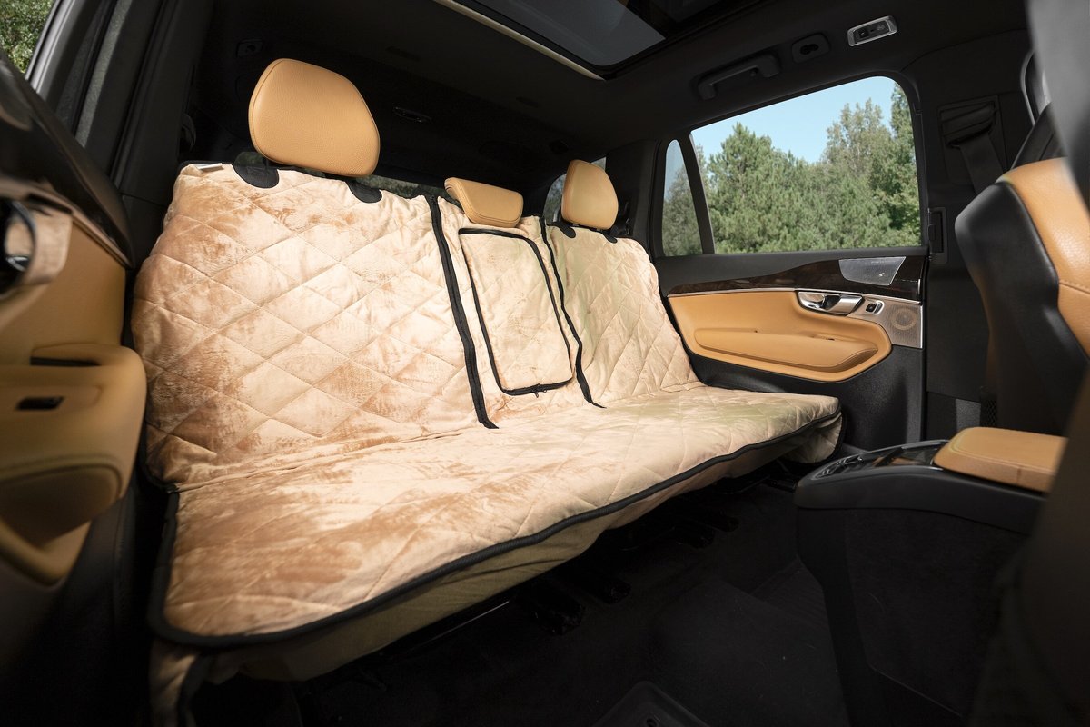 Plush Paws Products Quilted Velvet Waterproof Center Console Access Hammock Car Seat Cover