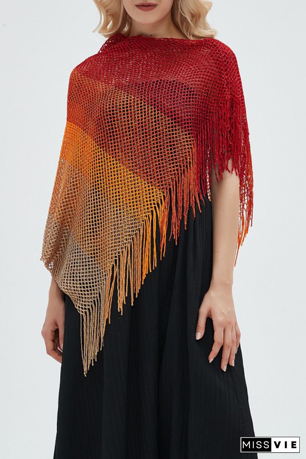 Colorful Stripes Tassle Eyelet Cover Up