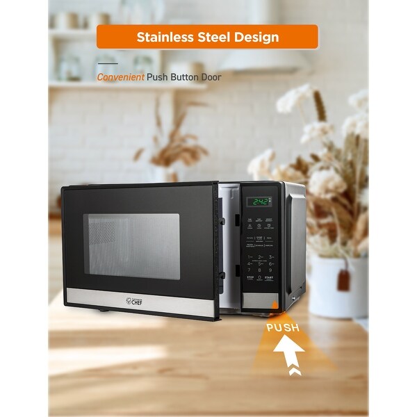 0.9 Cu.Ft Countertop Microwave Oven-Stainless/Black