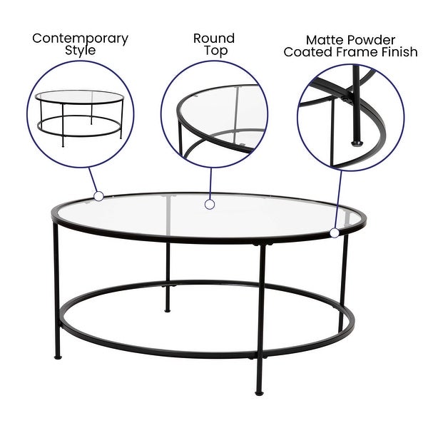 Astoria Collection Round Coffee Table Modern Clear Glass