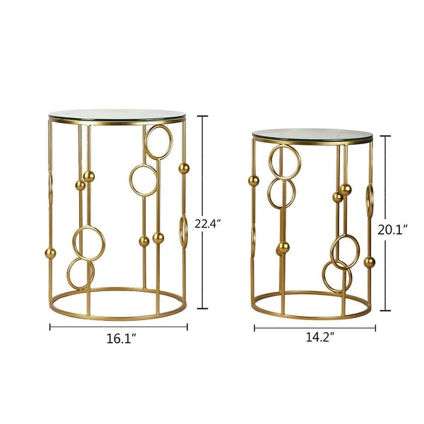 Adeco Set of 2 Nesting Goldtone Postmodern End Tables - Set of 2