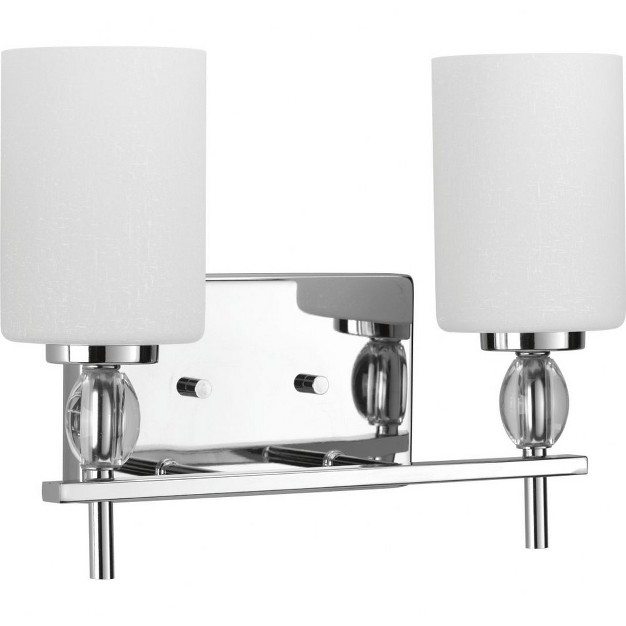 Progress Lighting Status Collection 2 light Bath Vanity Polished Chrome Linen finish Glass Shades K 9 Glass Accents