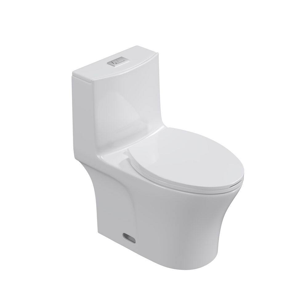 ANGELES HOME 12 in. Rough-In 1-piece 1.27 GPF Dual Flush Elongated Toilet in Glossy White Seat Included MOPT-272