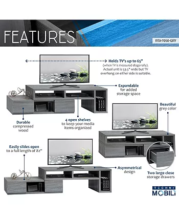 Furniture Techni Mobili Adjustable TV Stand Console