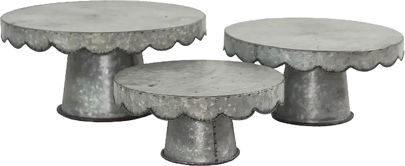 14 Inch Galvanized Metal Scalloped Design Cake Stand