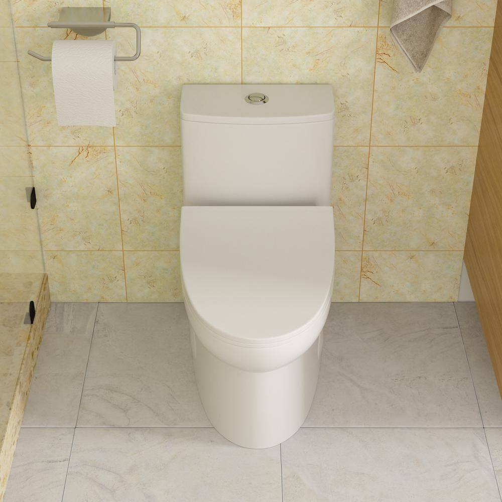 LORDEAR 12 in. Rough-In 1-piece 1.61.1 GPF Dual Flush Elongated Toilet in White Soft Close Seat Included MT1001DL7