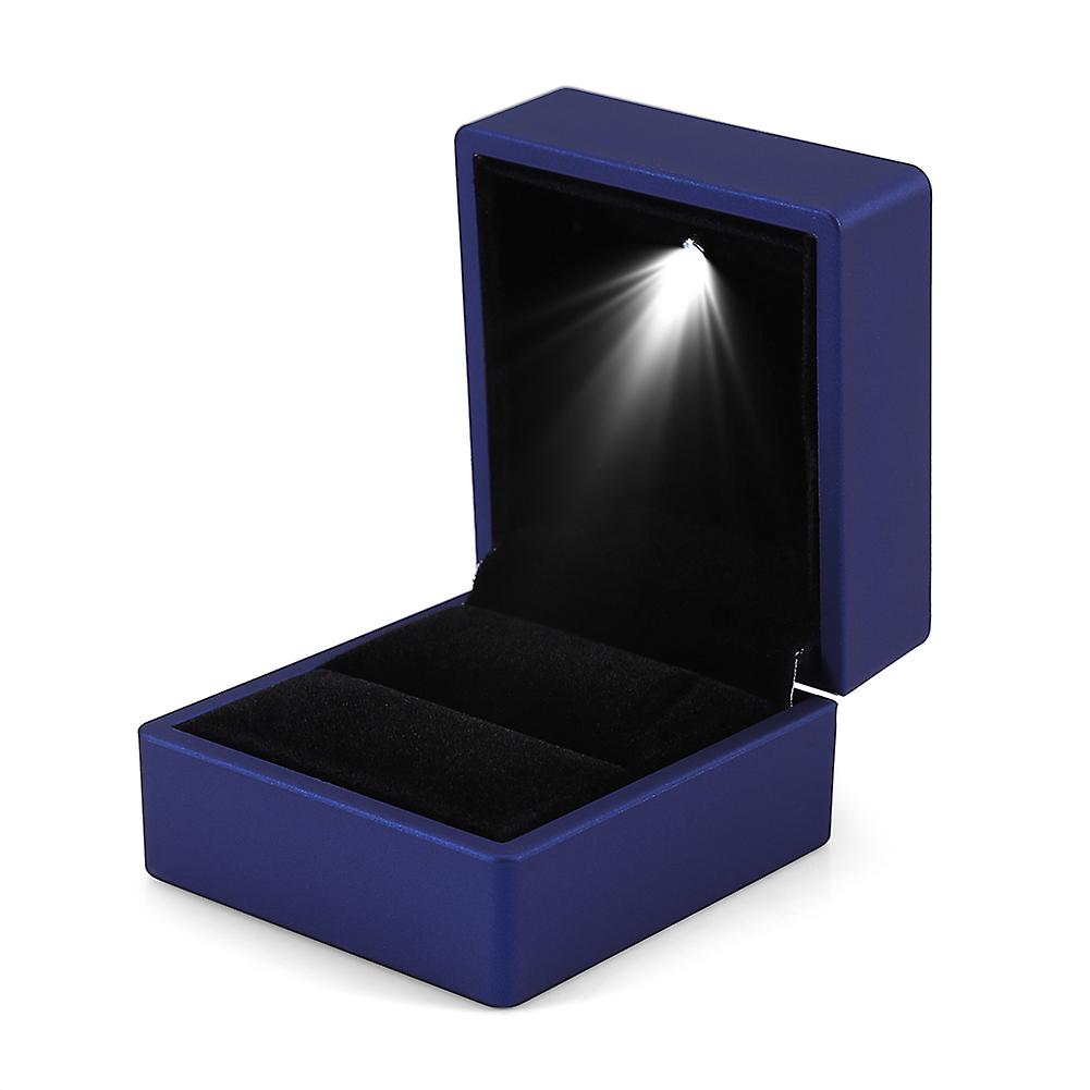 Fashionable Led Lighted Ring Storage Box Jewelry Display Case Gift Blue