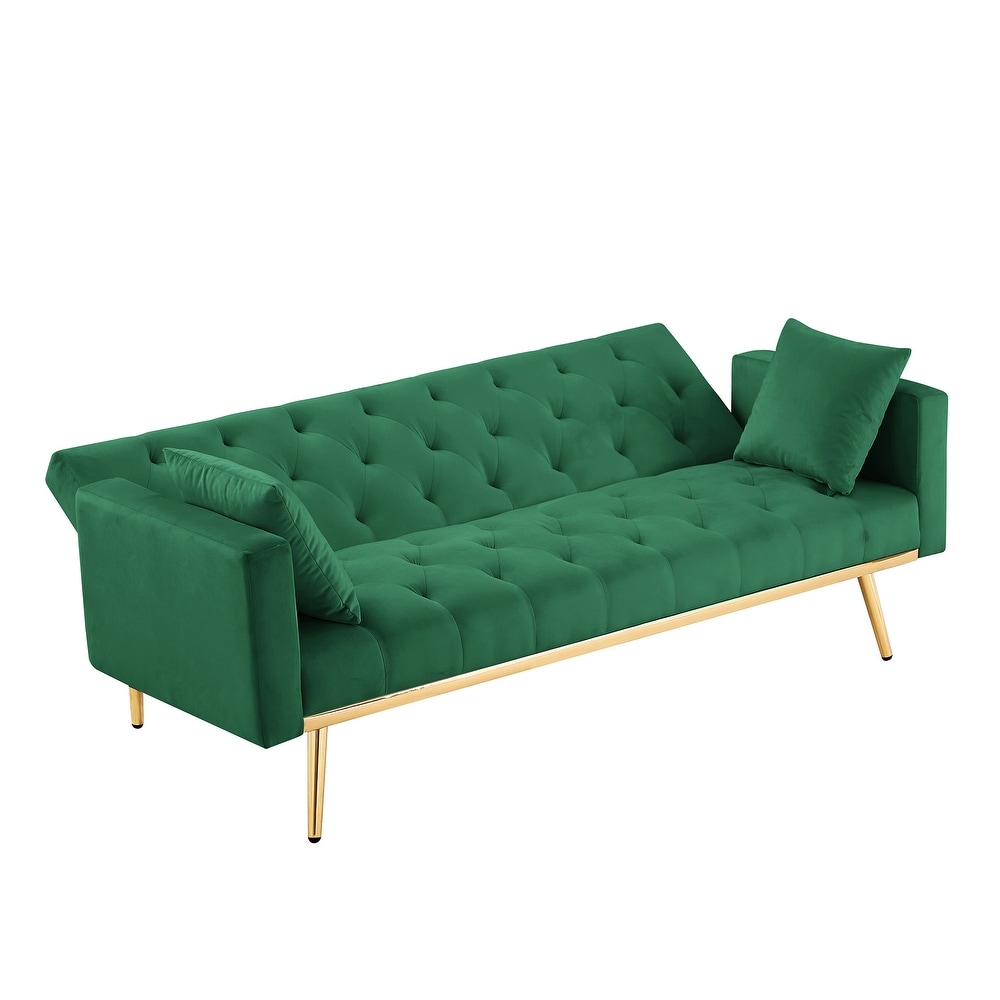 Folding Futon Sofa Bed  Velvet Sleeper Sofa for Compact Living Space