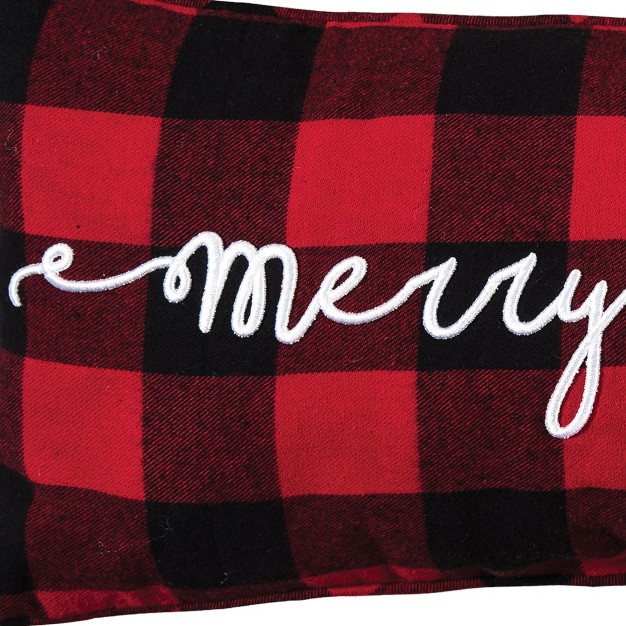 C amp f Home Merry Christmas Plaid Embroidered Throw Pillow