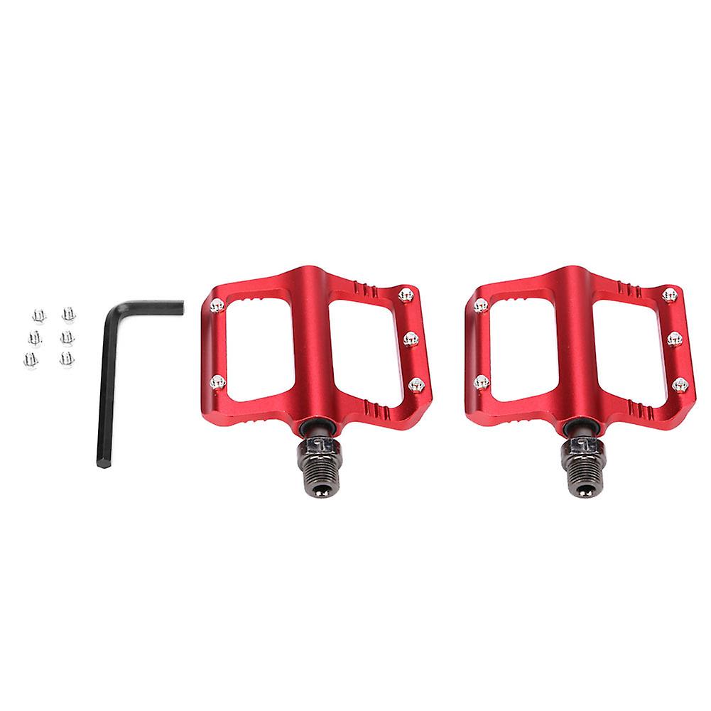 1 Pair 9/16 Axle Aluminum Alloy Mountain Bike Road Bicycle Lightweight Pedals (red)