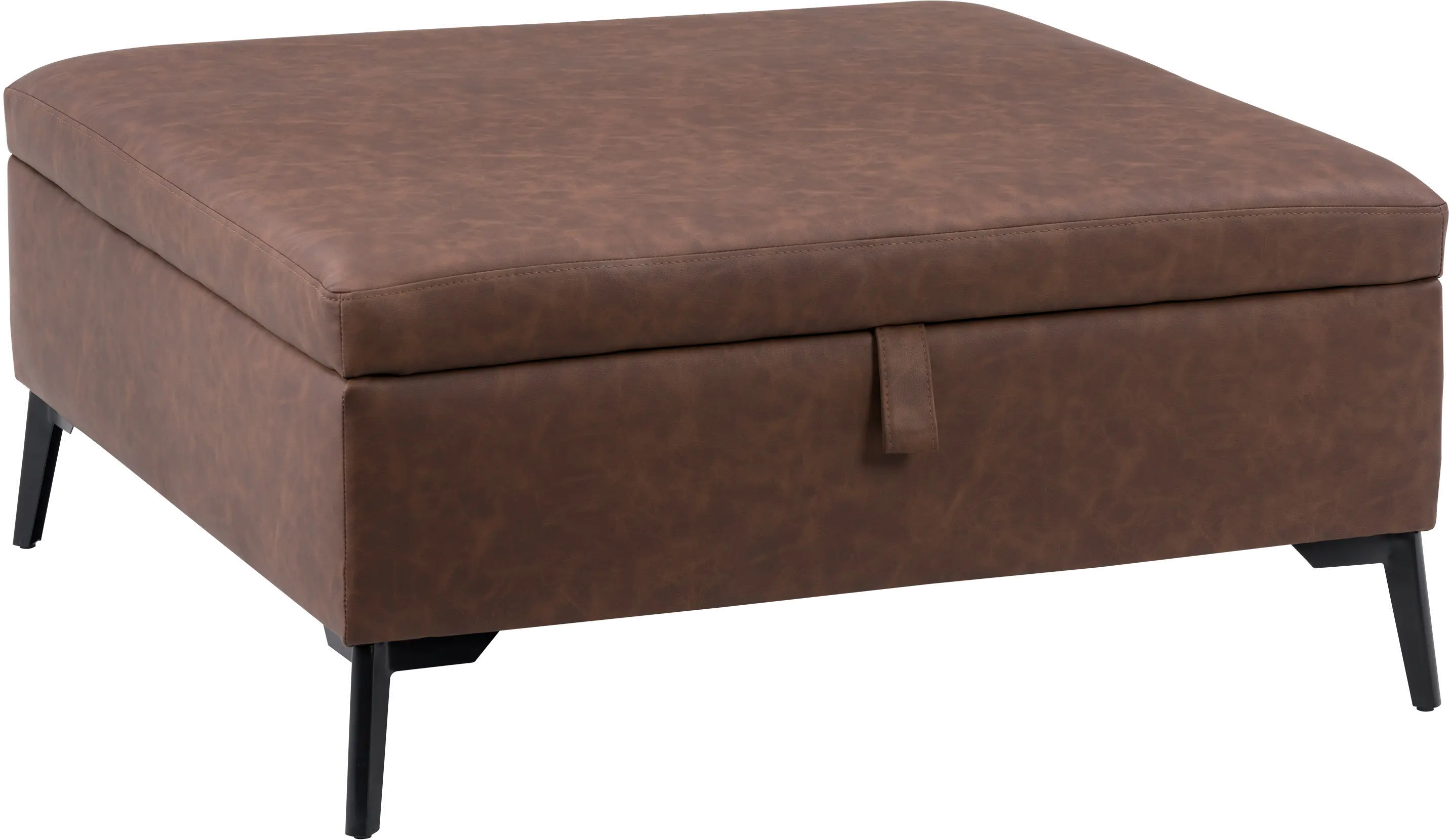 Linden Dark Brown Square Storage Ottoman