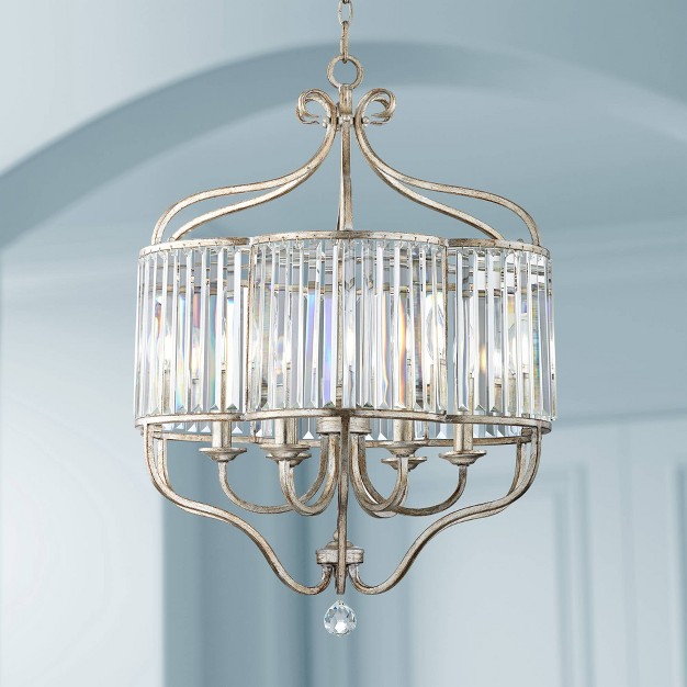 Wide French Crystal Glass 6 light Fixture For Dining Room House Foyer Kitchen Island