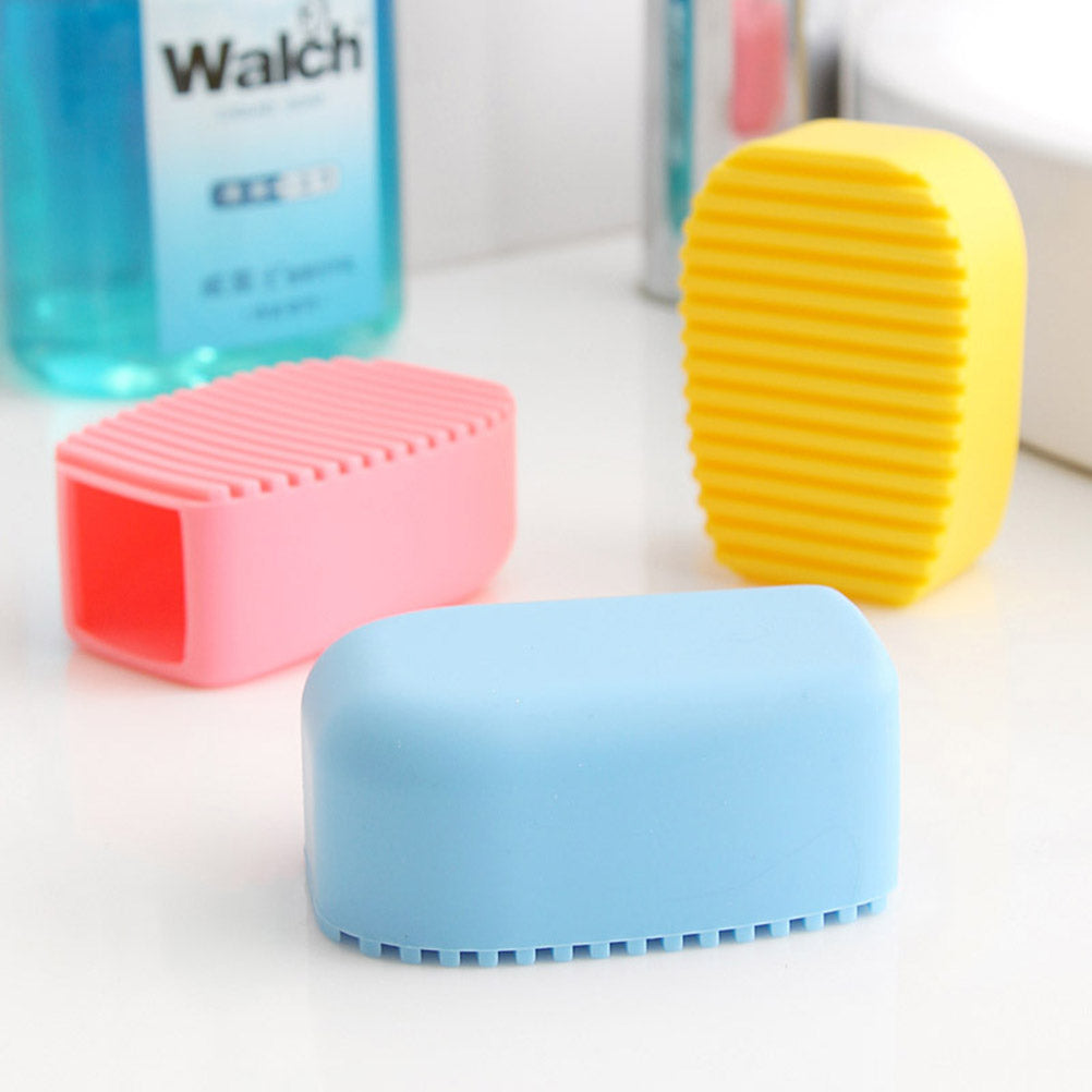 OUNONA Brush Laundry Cleaning Washboard Board Hand Washing Silicone Mini Shoe Held Dish Clothes Scrubbing Non Pad Lime Travel