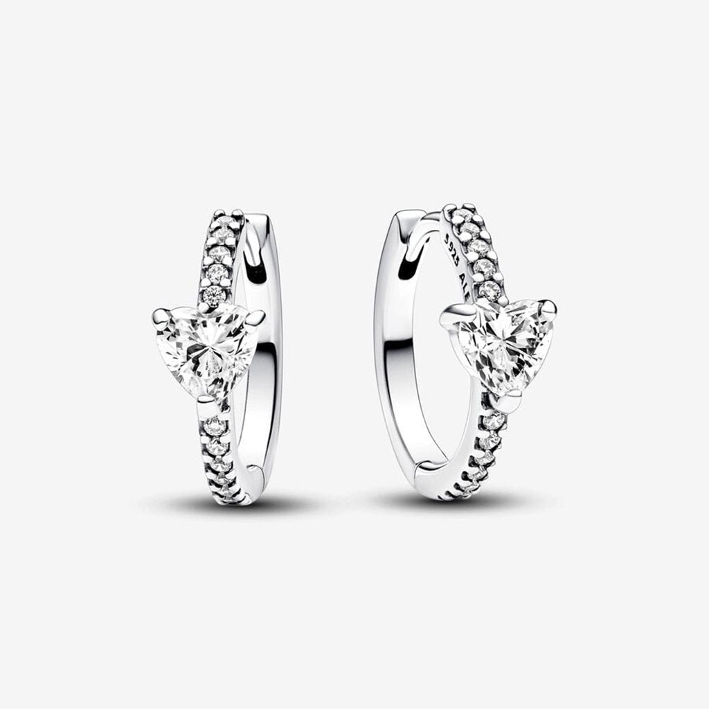 PANDORA  Sparkling Heart Hoop Earrings - Sterling Silver