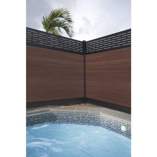 Veranda Euro Style 6 ft. x 6 ft. Lattice Top Black Rose AluminumComposite Horizontal Fence Panel EF 03402