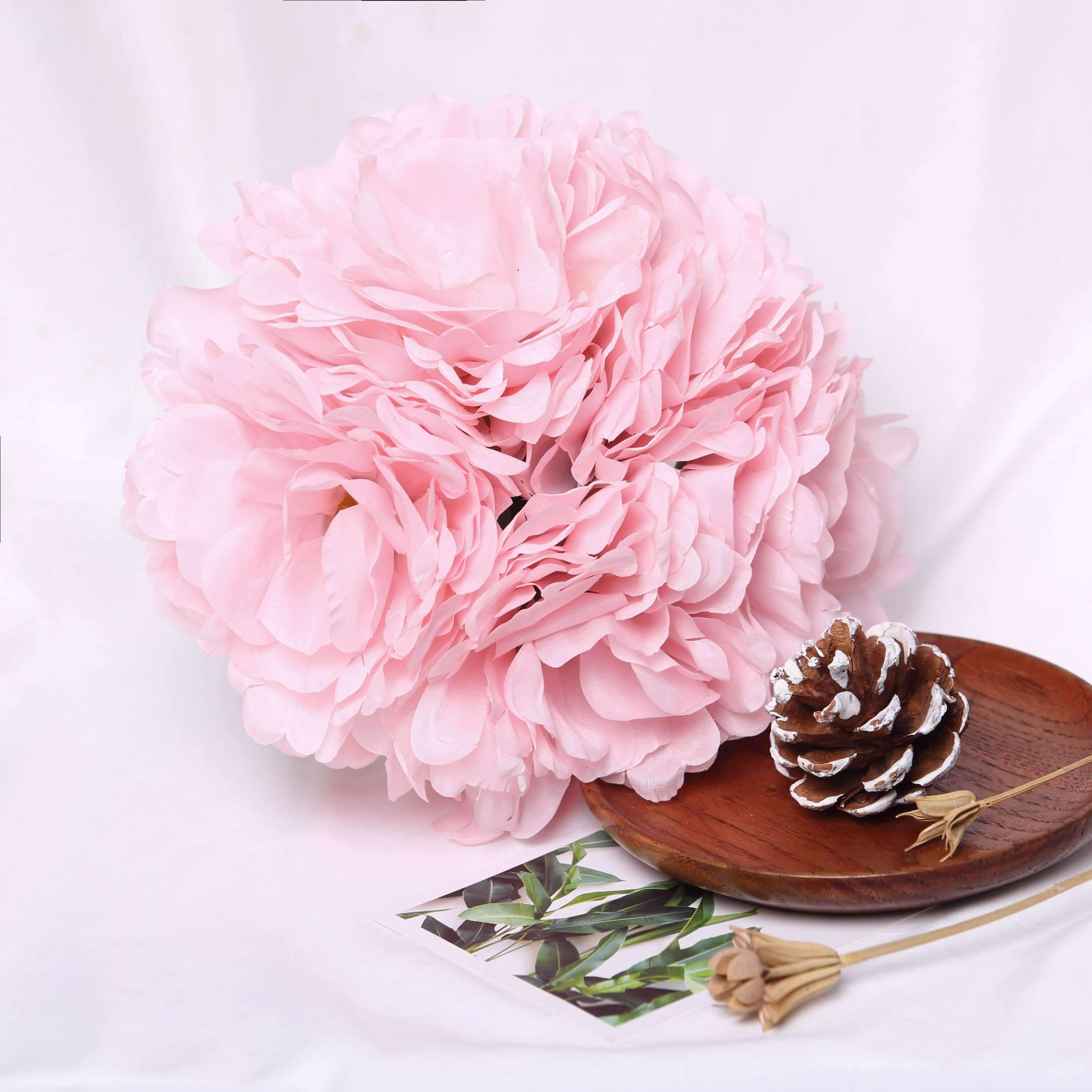 Pink Real Touch Artificial Silk Peonies Flower Bouquet 11