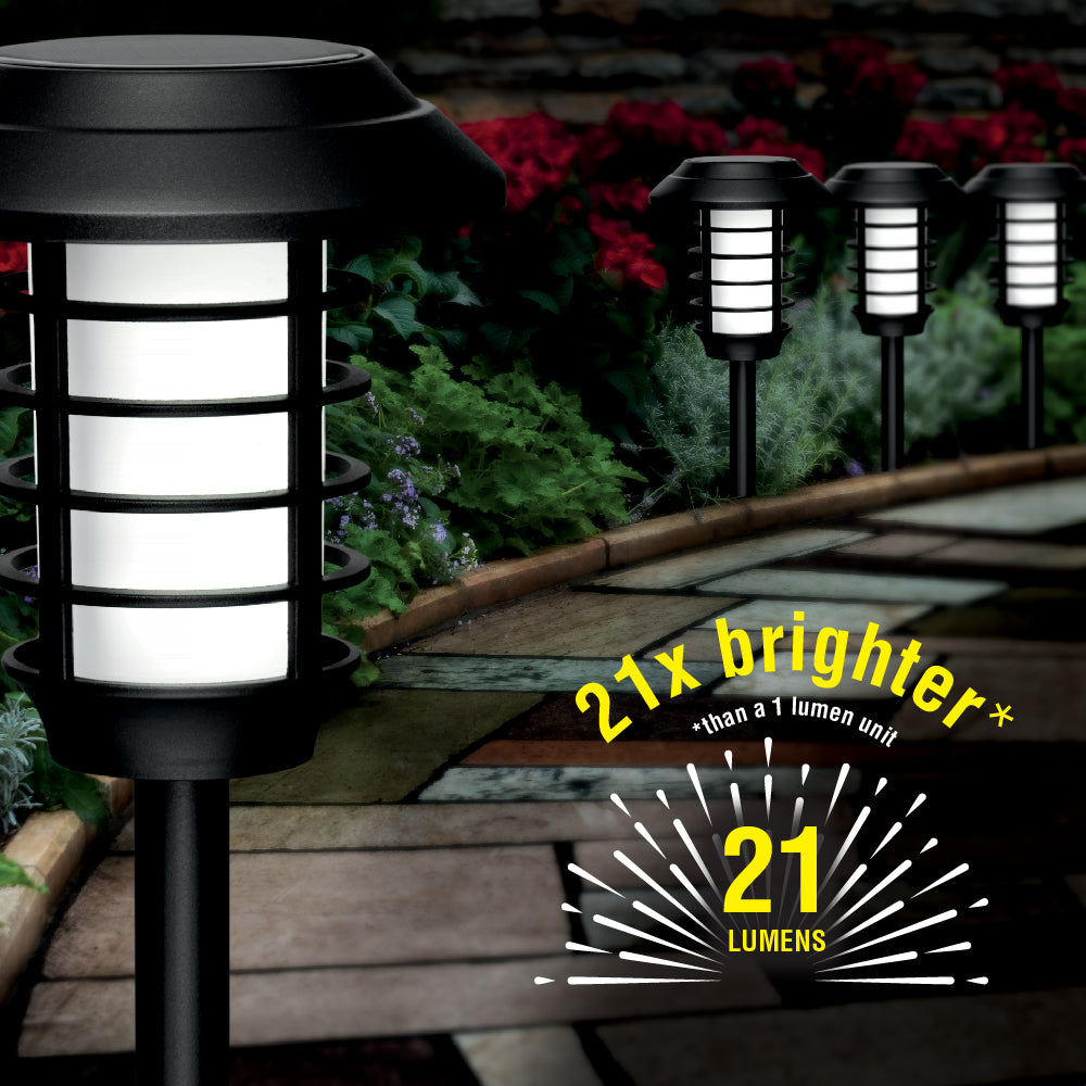 Bell + Howell Solar Pathway Lights， Bright White and Flickering Flame Solar Torches Waterproof Outdoor Lighting， 8 Pack