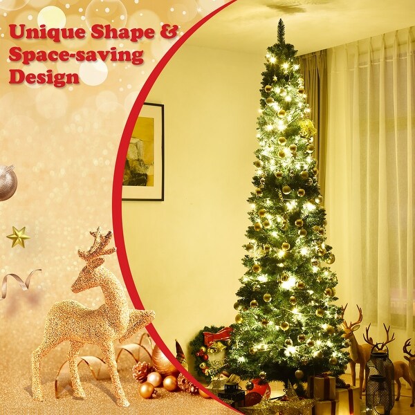 Gymax 9' PVC Artificial Christmas Tree Holiday Decor Slim Pencil Tree