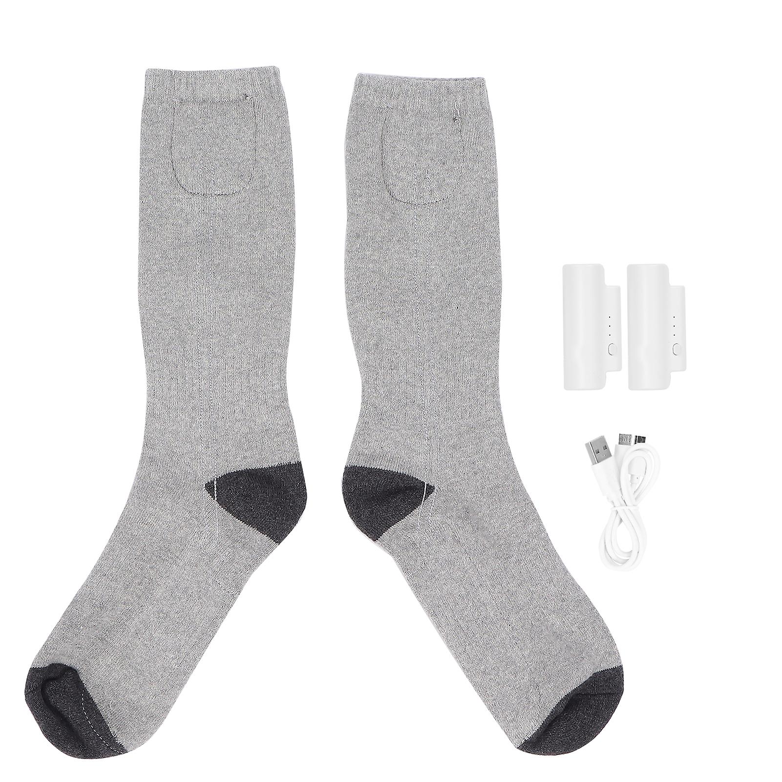 Winter Outdoor Sports Skiing Heated Socks Electric Smart Heating Cotton Stockingsgray