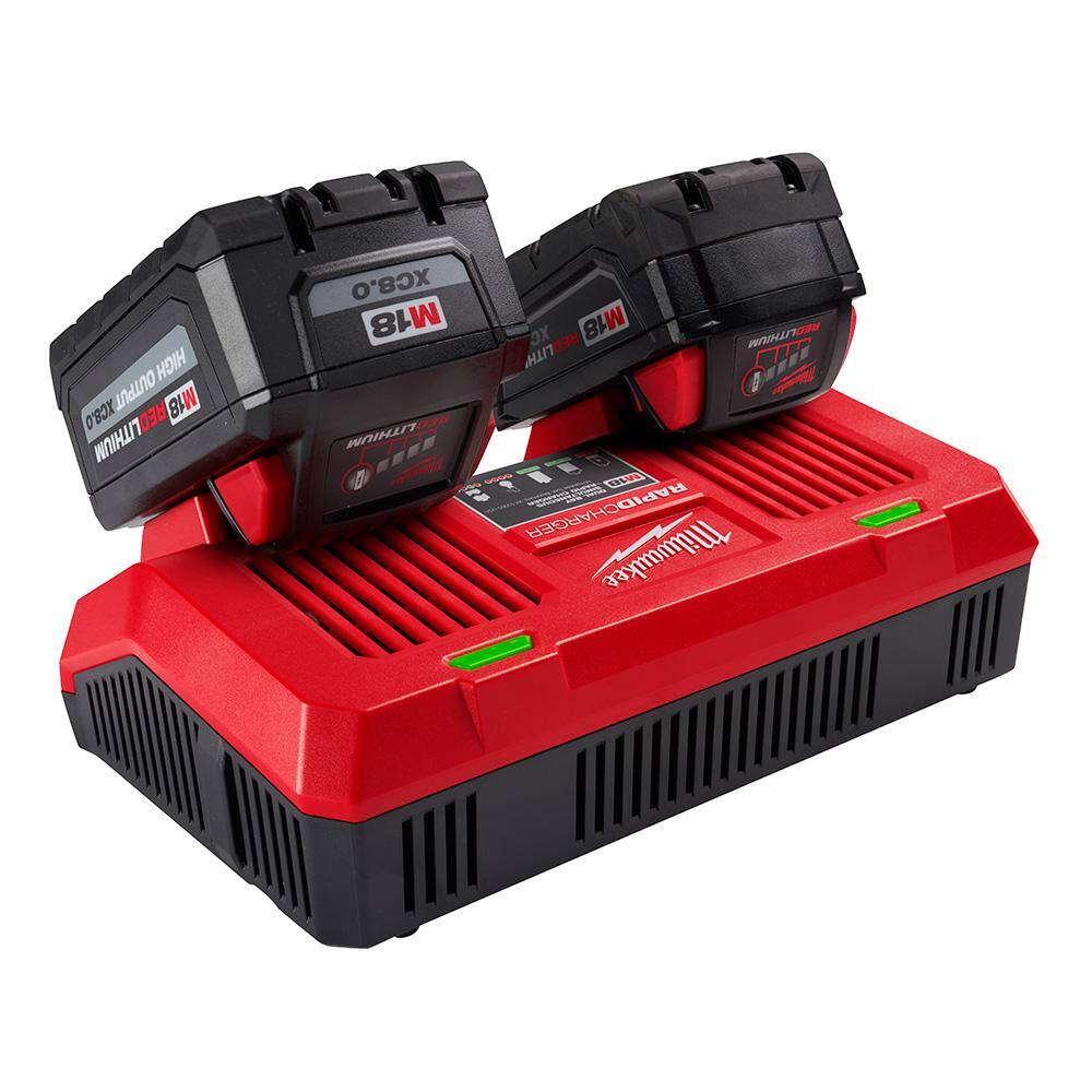 MW M18 18-Volt Lithium-Ion Dual Bay Rapid Battery Charger with (1) 2.0 Ah Compact Battery 48-59-1802-48-11-1820