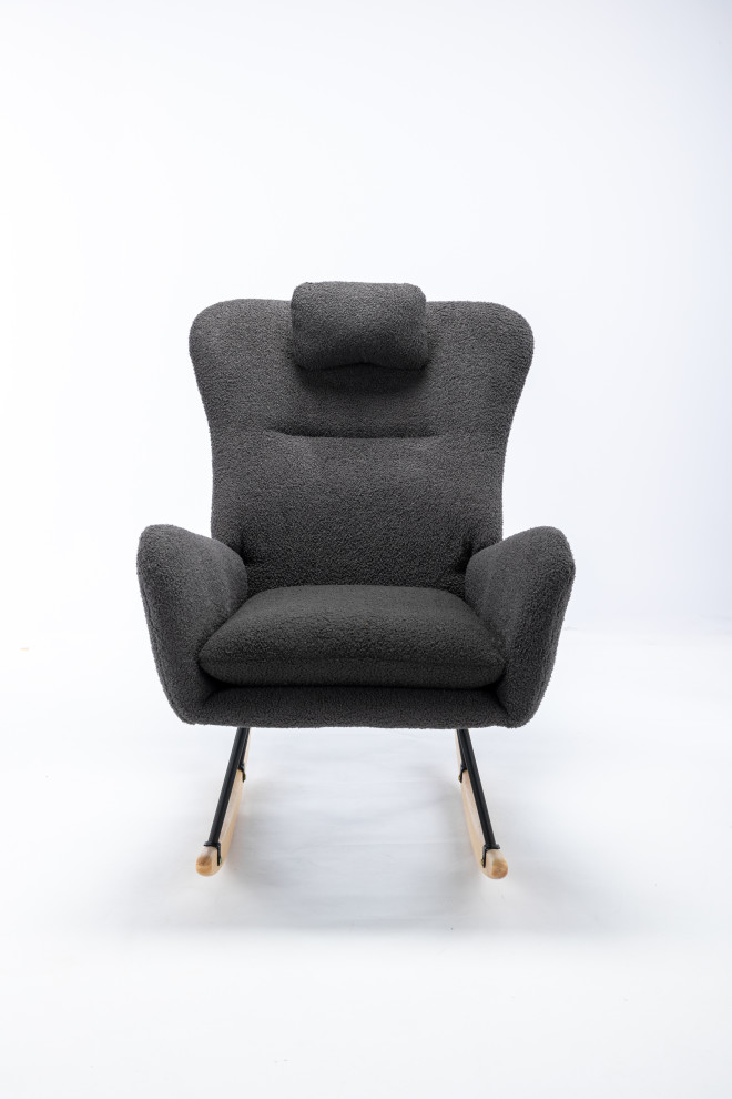 TATEUS 35.5 quotRocking Chair  Soft Teddy Velvet Fabric Rocking Chair   Modern   Rocking Chairs   by TATEUS LLC  Houzz