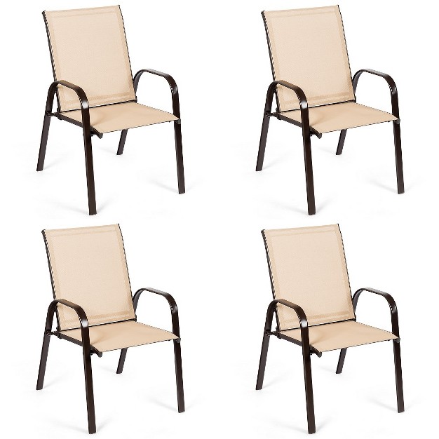 Tangkula 4 piece Patio Chairs Camping Garden Chairs With Armrest amp Backrest