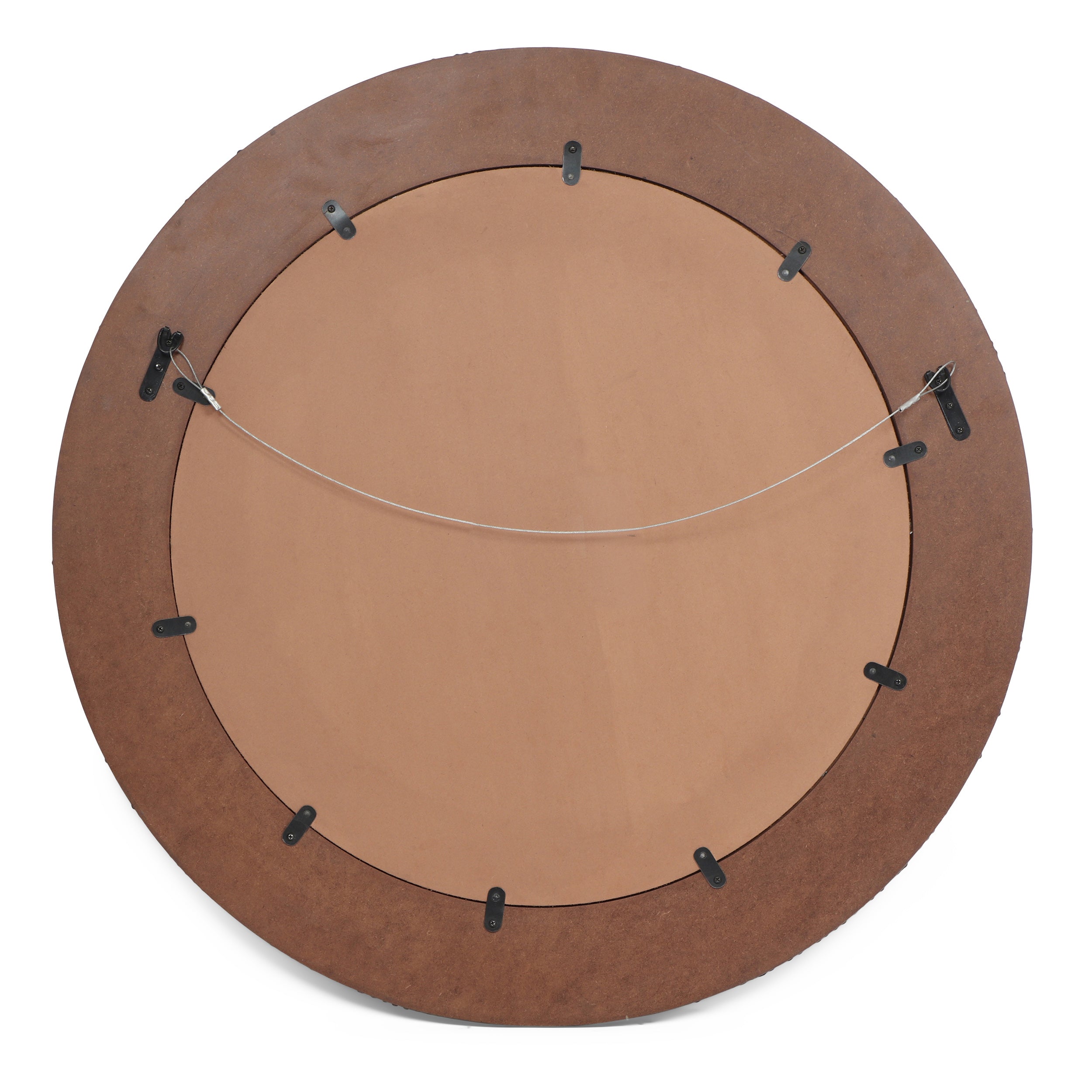 Jewett Traditional Handcrafted Round Mosaic Wall Mirror, Golden Brown