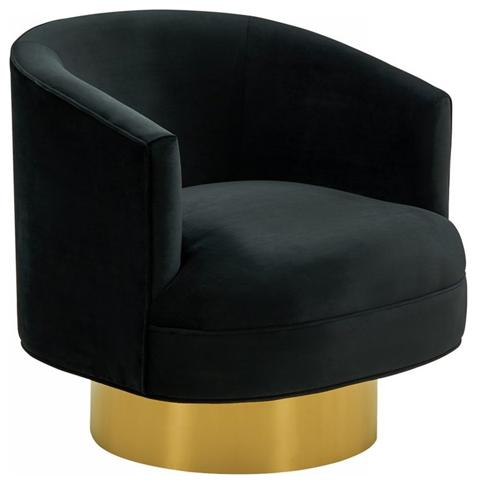 Divani Casa Basalt Modern Fabric  ampStainless Steel Accent Chair in Black/Gold   Contemporary   Armchairs And Accent Chairs   by Homesquare  Houzz