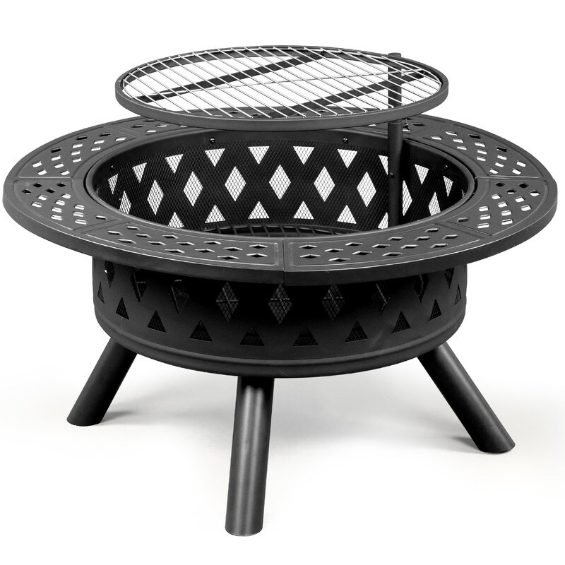 38 inch Outdoor Fire Pit Table with Cooking Grates