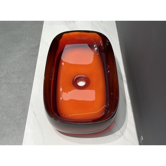 Transparent Red Solid surface basin W1240106950