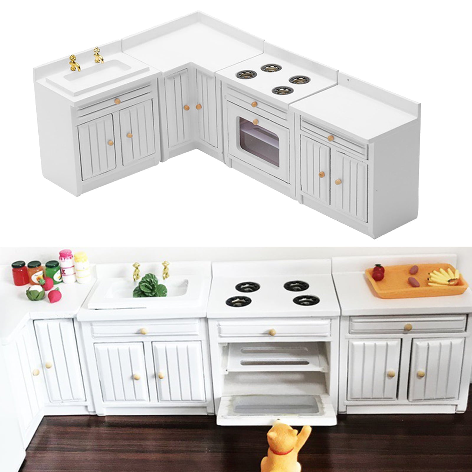 1:12 Dollhouse Miniature Furniture Kitchen Cabinet Cupboard Set