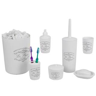 Home Basics Paris 7-Piece Bath Accessory Set in White BA41542