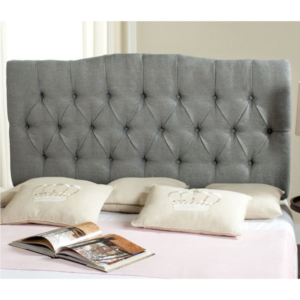 SAFAVIEH Axel Grey Linen Upholstered Tufted Headboard (King) - - 12014849