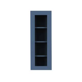 LIFEART CABINETRY Lancaster Blue Plywood Shaker Stock Assembled Wall Glass-Door Kitchen Cabinet 12 in. W x 12 in. D x 42 in. H ALB-WMD1242