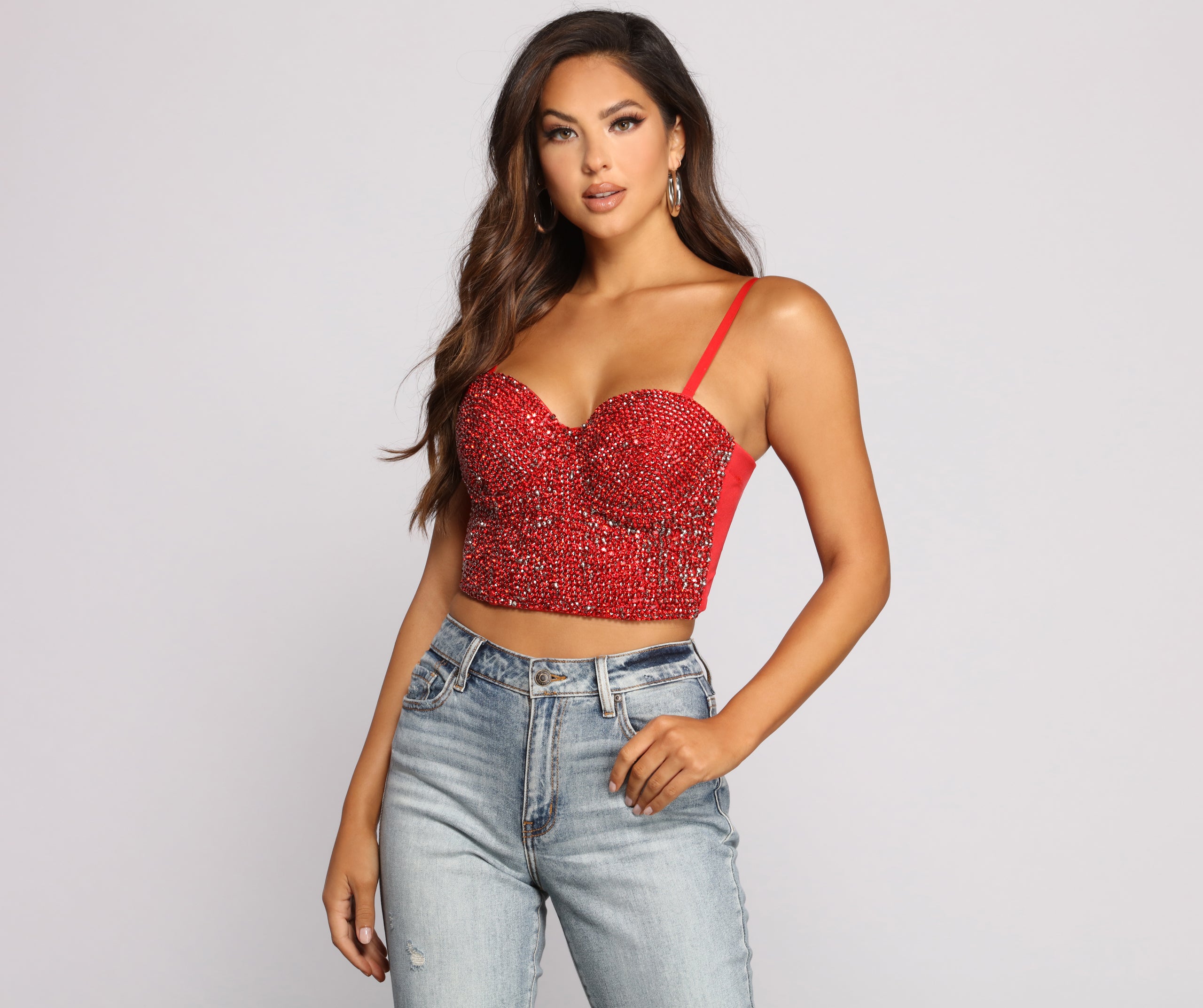 Daring Rhinestone Diva Cropped Bustier