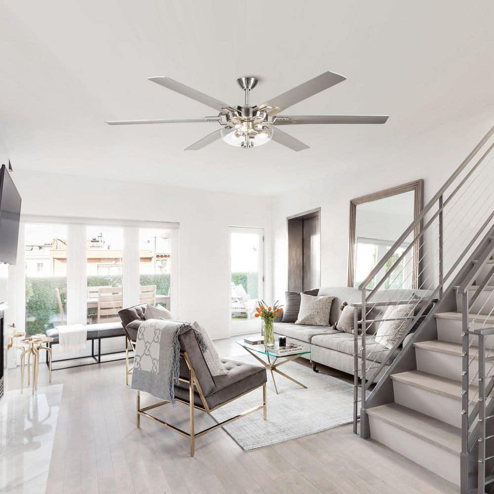 IHOMEadore 70 in Indoor Brushed Nickel Ceiling Fan with Remote Control