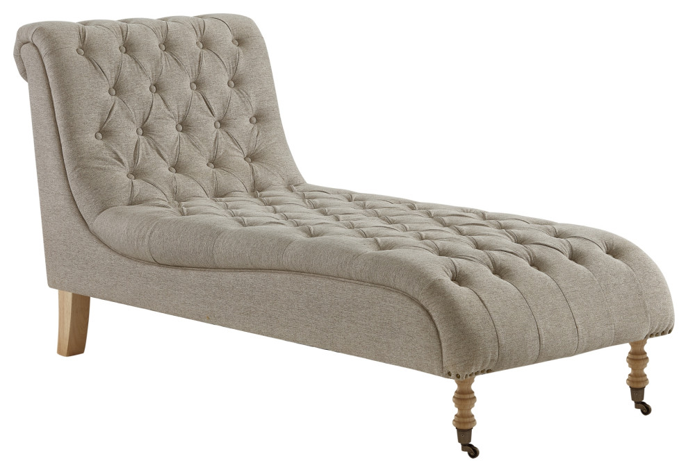 Rustic Manor Umar Chair  Button Tufted  Linen   Traditional   Indoor Chaise Lounge Chairs   by Inspired Home  Houzz