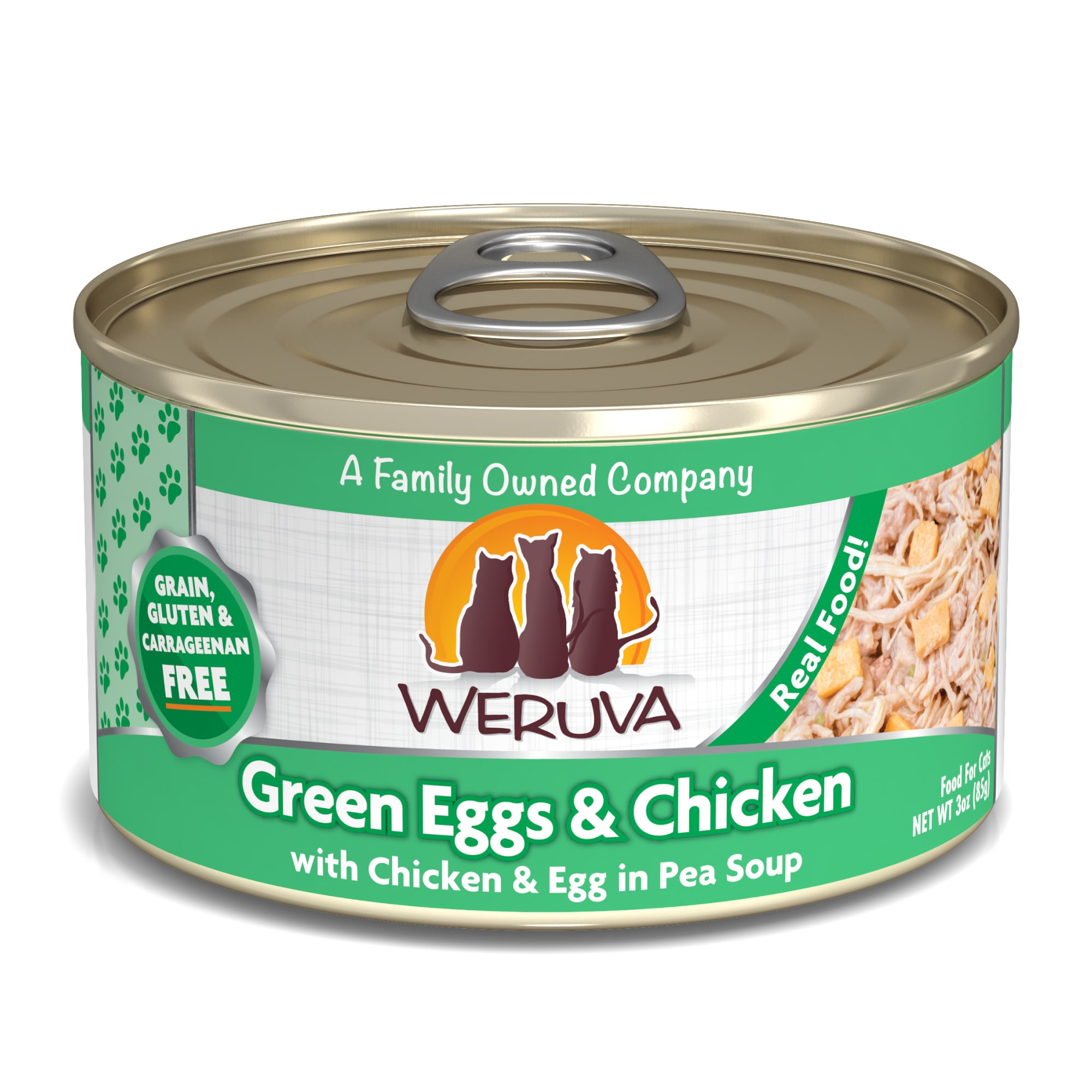 WERUVA Classics Chicken， Egg amp; Greens in Pea Soup Wet Cat Food， 3 oz.， Case of 24