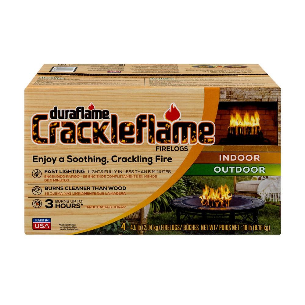 Duraflame Crackleflame 4.5 lb. Indoor/Outdoor Firelogs (4-Pack)， 3 Hour Burn 04537