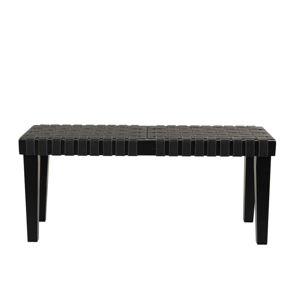 Black Wood Woven Bench   44\