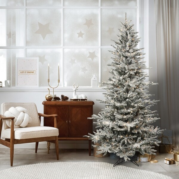 7.5' LED Slim Flock Vail Tree